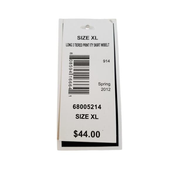 Verve Ami Skirt Womens XL Long Brown Tan 3 Tier Missing Belt Casual Workwear - Picture 4 of 6